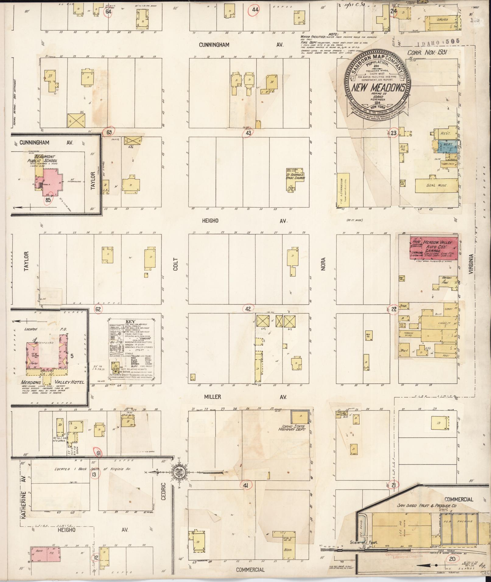 Sanborn Fire Insurance Map from New Meadows, Adams County, Idaho (1931), Sheet #0001 - Historic Sanborn Fire Insurance Map Print, vintage old map wall art, antique decor, genealogy gift, Idaho Idaho map
