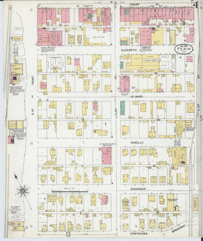 Sanborn Fire Insurance Map from Pekin, Tazewell County, Illinois (1903), Sheet #0004 - Complete Map Set gallery image, historic Sanborn map, vintage wall art, Illinois Illinois