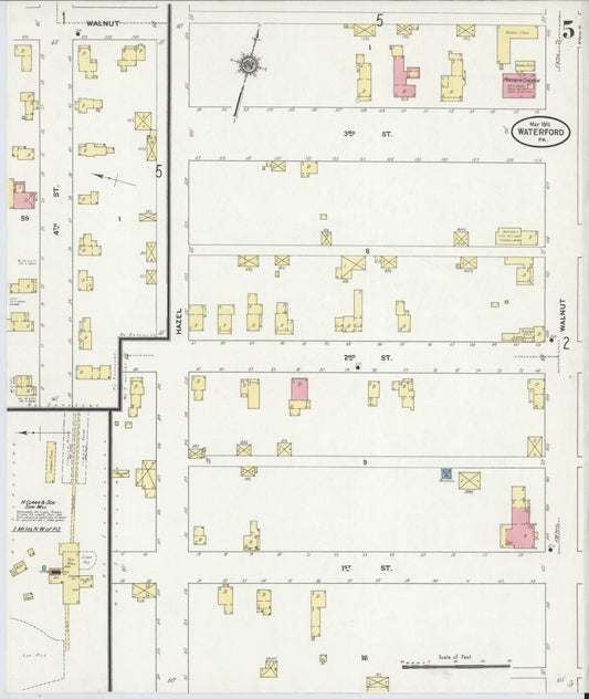 Sanborn Fire Insurance Map from Waterford, Erie County, Pennsylvania (1911), Sheet #0005 - Historic Sanborn Fire Insurance Map Print, vintage old map wall art, antique decor, genealogy gift, Pennsylvania Pennsylvania map