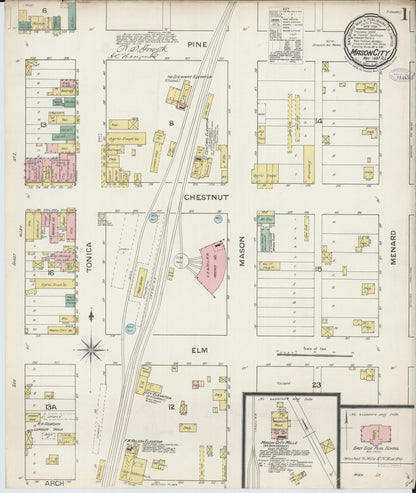 Sanborn Fire Insurance Map from Mason City, Mason County, Illinois (1887), Sheet #0001 - Historic Sanborn Fire Insurance Map Print, vintage old map wall art, antique decor, genealogy gift, Illinois Illinois map