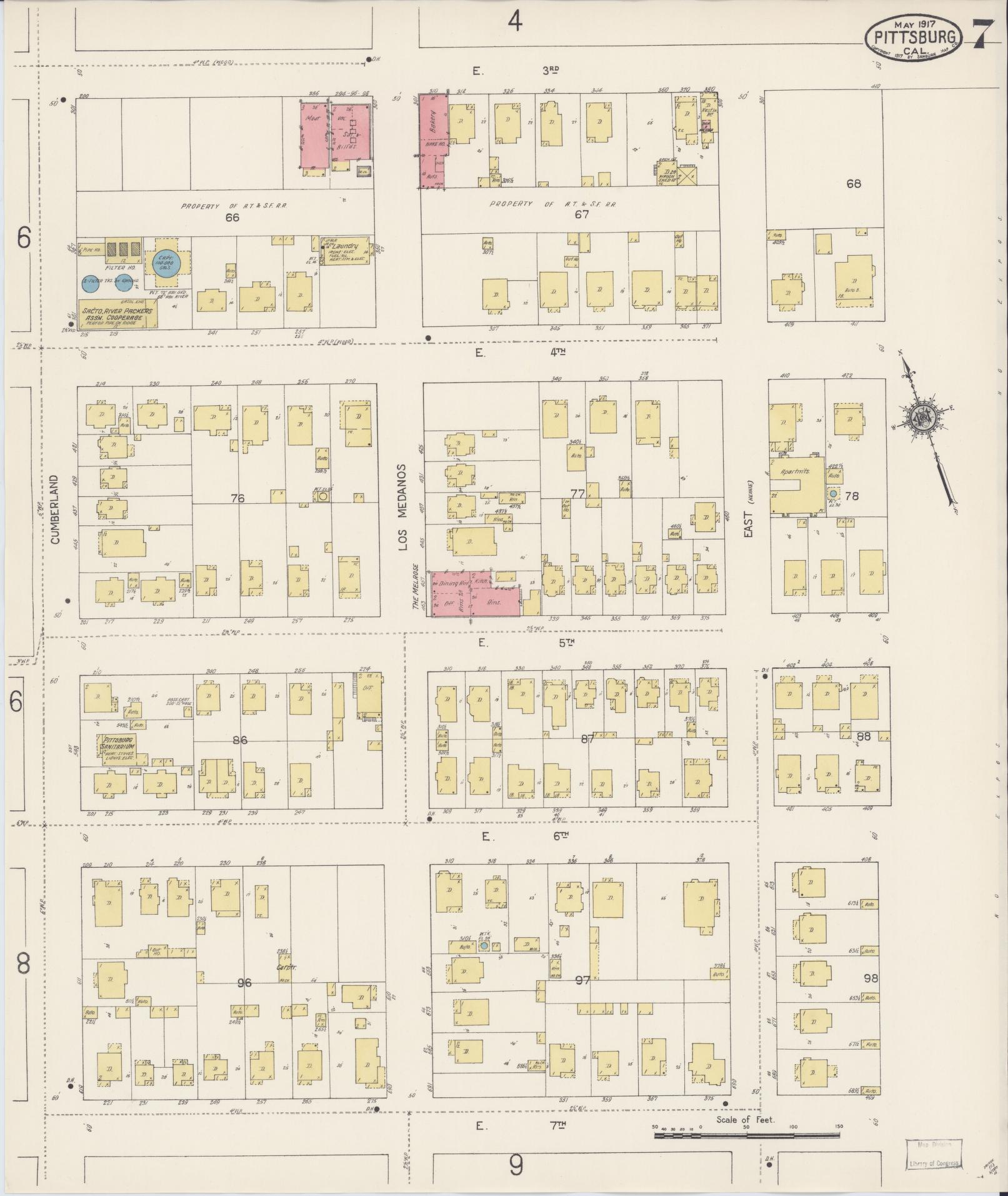 Sanborn Fire Insurance Map from Pittsburg, Contra Costa County, California (1917), Sheet #0007 - Complete Map Set gallery image, historic Sanborn map, vintage wall art, California California