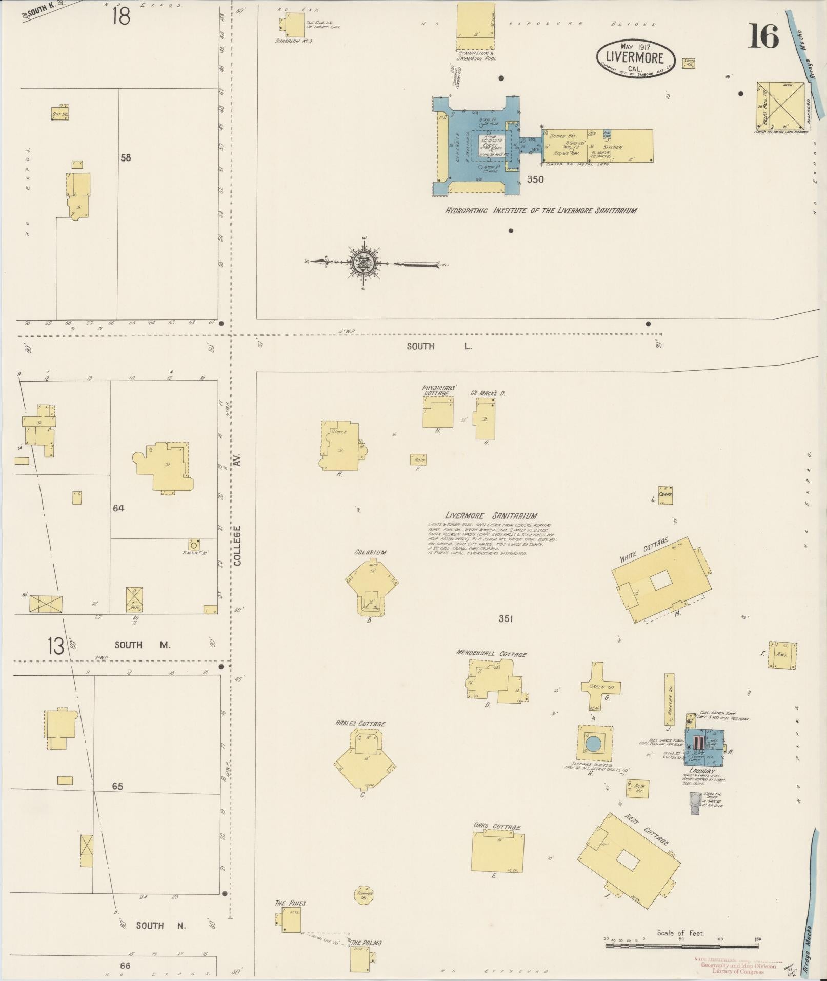 Sanborn Fire Insurance Map from Livermore, Alameda County, California (1917), Sheet #0016 - Historic Sanborn Fire Insurance Map Print, vintage old map wall art, antique decor, genealogy gift, California California map