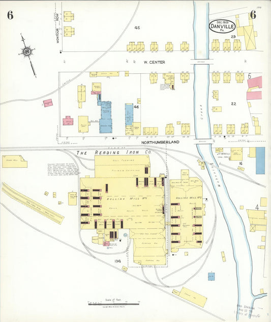 Sanborn Fire Insurance Map from Danville, Montour County, Pennsylvania (1923), Sheet #0006 - Historic Sanborn Fire Insurance Map Print, vintage old map wall art, antique decor, genealogy gift, Pennsylvania Pennsylvania map
