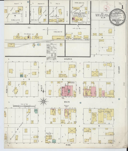 Sanborn Fire Insurance Map from Cass City, Tuscola County, Michigan (1894), Sheet #0001 - Complete Map Set gallery image, historic Sanborn map, vintage wall art, Michigan Michigan