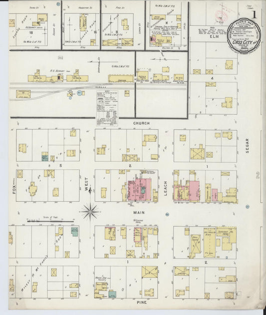 Sanborn Fire Insurance Map from Cass City, Tuscola County, Michigan (1894), Sheet #0001 - Complete Map Set gallery image, historic Sanborn map, vintage wall art, Michigan Michigan