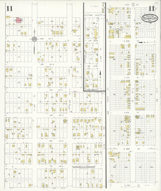 Sanborn Fire Insurance Map from Texas City, Galveston County, Texas (1931), Sheet #0011 - Historic Sanborn Fire Insurance Map Print, vintage old map wall art, antique decor, genealogy gift, Texas Texas map