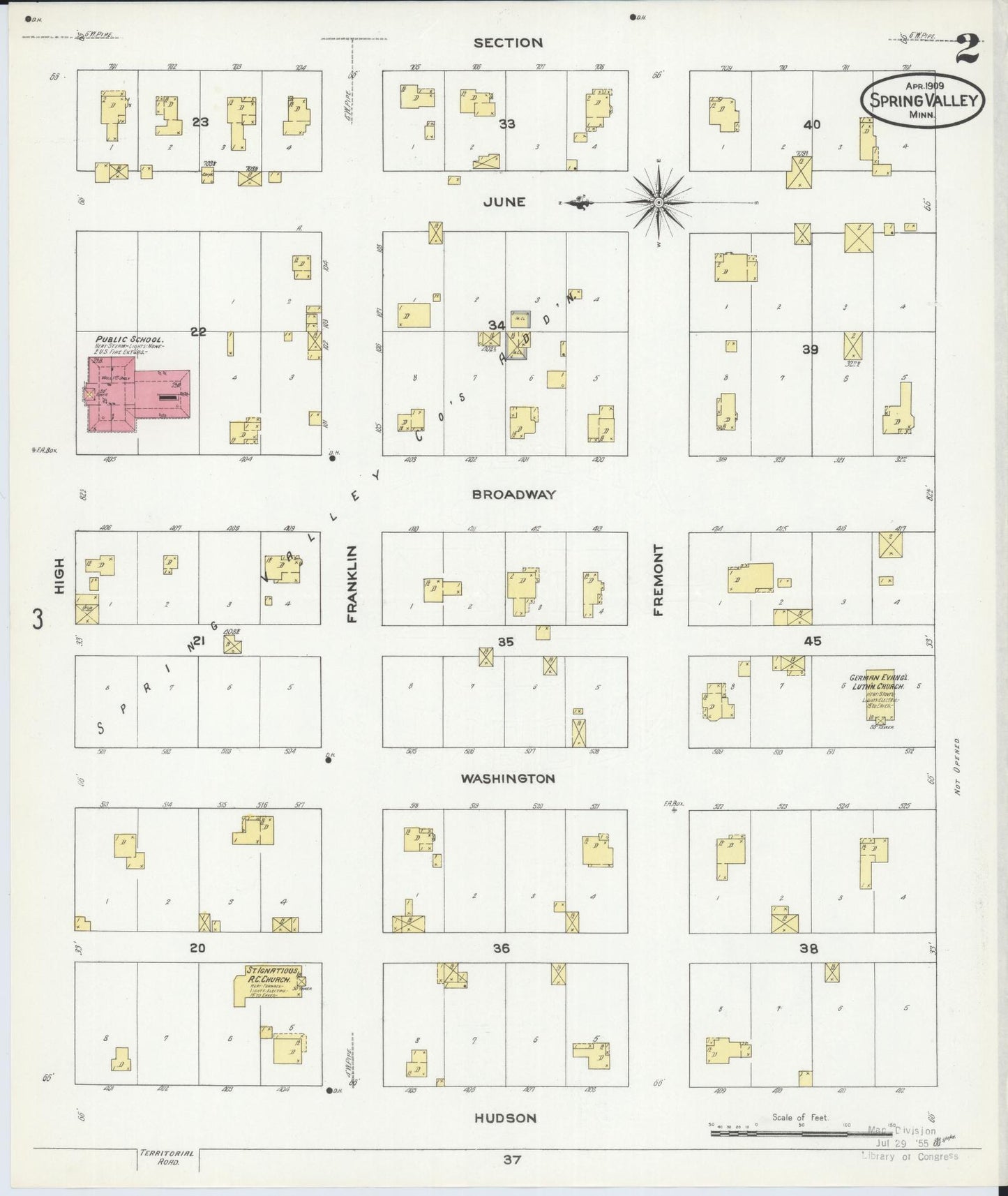 Sanborn Fire Insurance Map from Spring Valley, Fillmore County, Minnesota (1909), Sheet #0002 - Historic Sanborn Fire Insurance Map Print, vintage old map wall art, antique decor, genealogy gift, Minnesota Minnesota map