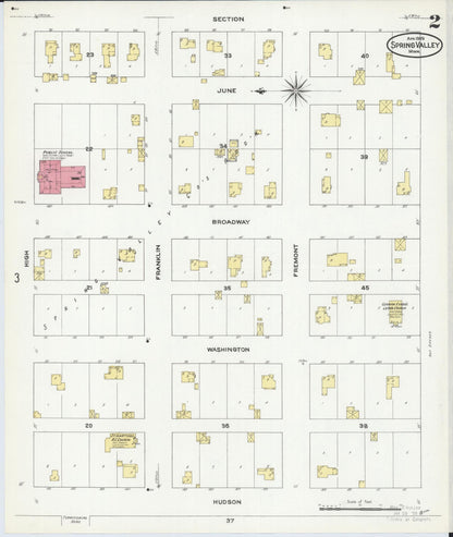 Sanborn Fire Insurance Map from Spring Valley, Fillmore County, Minnesota (1909), Sheet #0002 - Historic Sanborn Fire Insurance Map Print, vintage old map wall art, antique decor, genealogy gift, Minnesota Minnesota map