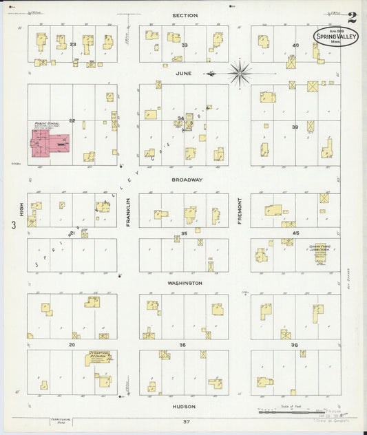 Sanborn Fire Insurance Map from Spring Valley, Fillmore County, Minnesota (1909), Sheet #0002 - Historic Sanborn Fire Insurance Map Print, vintage old map wall art, antique decor, genealogy gift, Minnesota Minnesota map