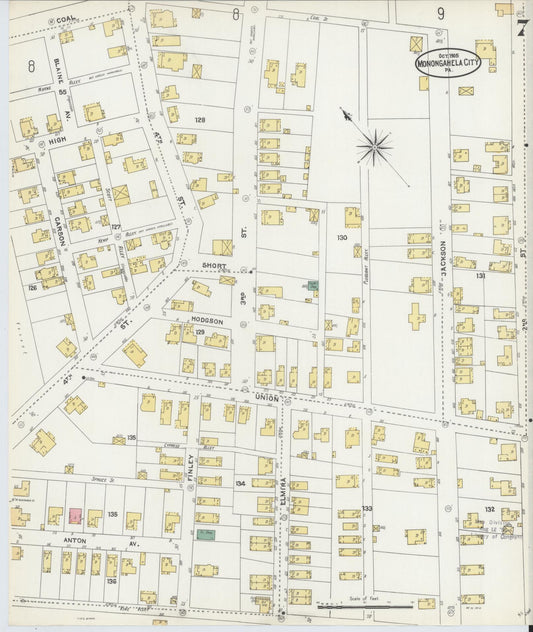 Sanborn Fire Insurance Map from Monongahela City, Washington County, Pennsylvania (1905), Sheet #0007 - Historic Sanborn Fire Insurance Map Print, vintage old map wall art, antique decor, genealogy gift, Pennsylvania Pennsylvania map