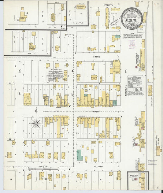 Sanborn Fire Insurance Map from Mellette, Spink County, South Dakota (1904), Sheet #0001 - Historic Sanborn Fire Insurance Map Print, vintage old map wall art, antique decor, genealogy gift, South Dakota South Dakota map