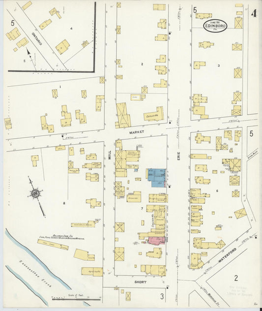 Sanborn Fire Insurance Map from Edinboro, Erie County, Pennsylvania (1911), Sheet #0004 - Historic Sanborn Fire Insurance Map Print, vintage old map wall art, antique decor, genealogy gift, Pennsylvania Pennsylvania map