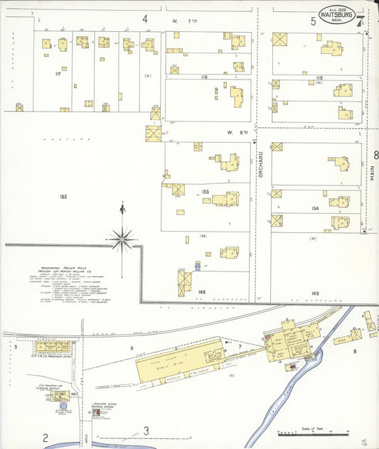 Sanborn Fire Insurance Map from Waitsburg, Walla Walla County, Washington (1909), Sheet #0007 - Historic Sanborn Fire Insurance Map Print, vintage old map wall art, antique decor, genealogy gift, Washington Washington map