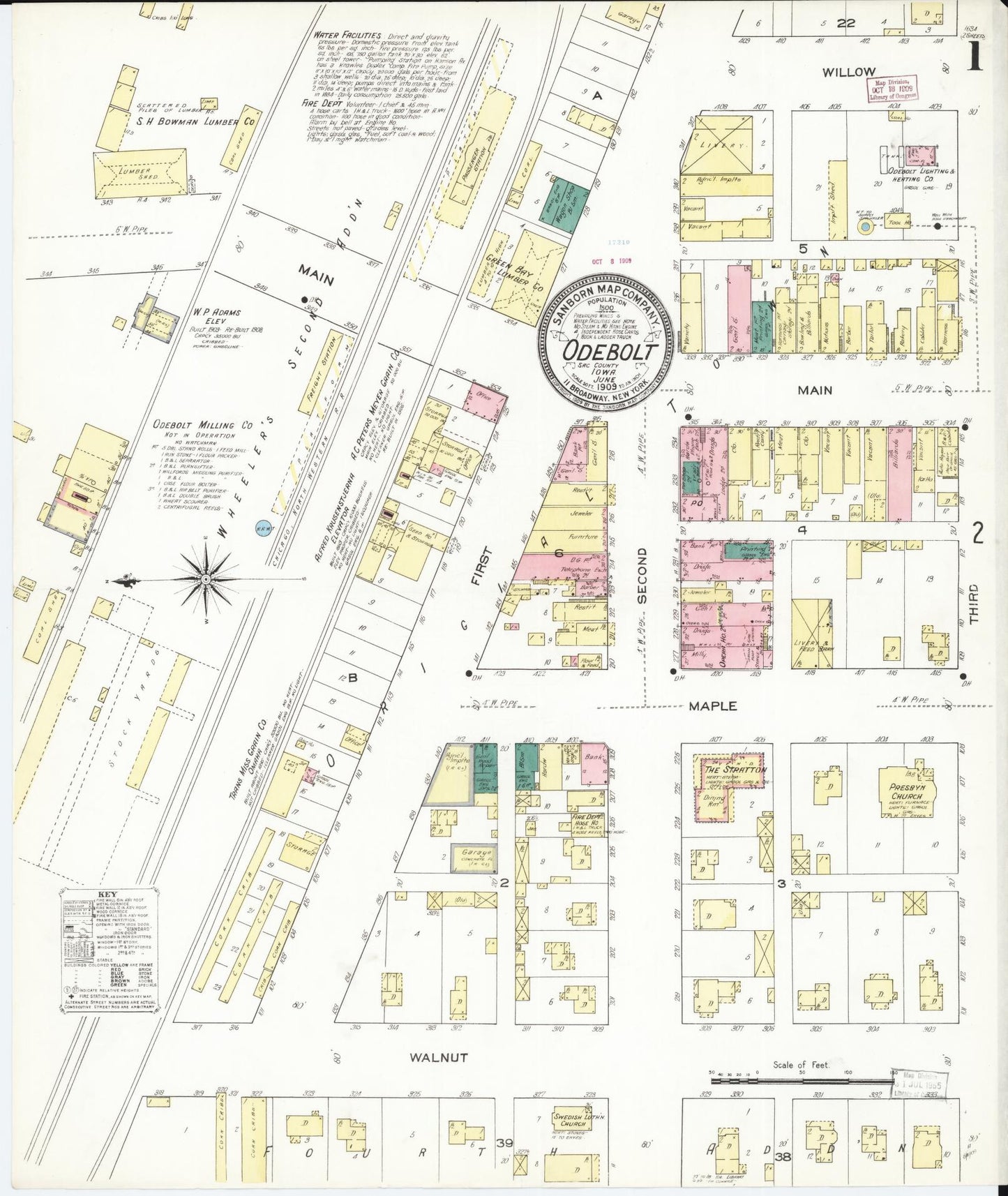 Sanborn Fire Insurance Map from Odebolt, Sac County, Iowa (1909), Sheet #0001 - Historic Sanborn Fire Insurance Map Print