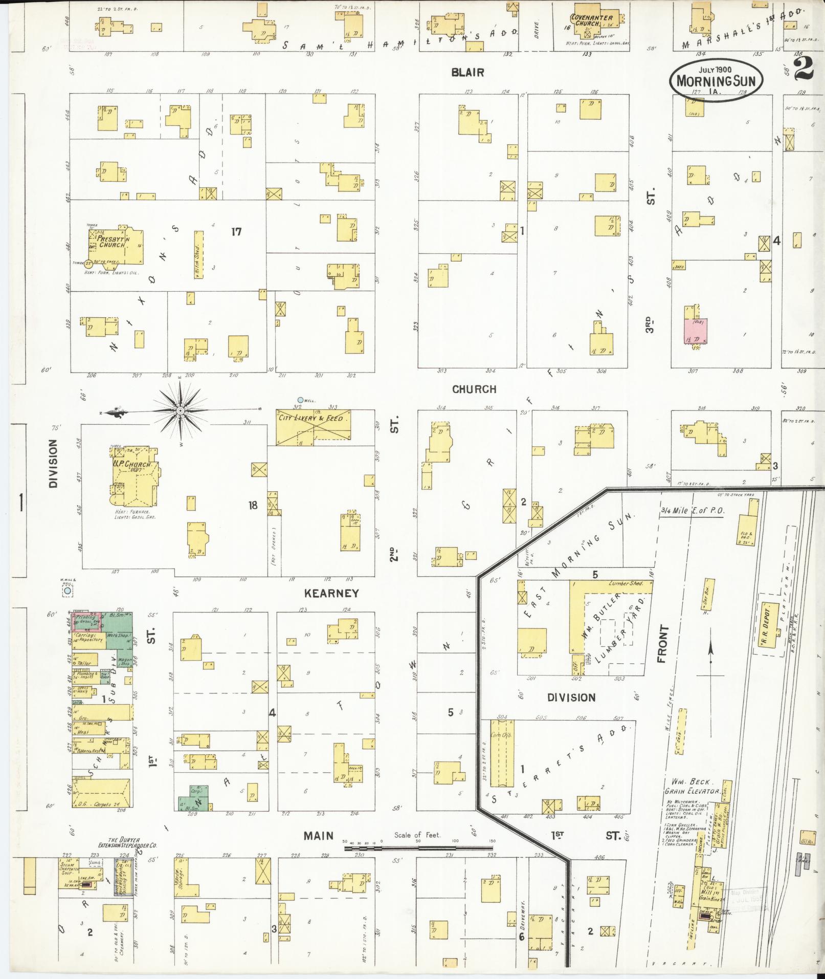 Sanborn Fire Insurance Map from Morning Sun, Louisa County, Iowa (1900), Sheet #0002 - Historic Sanborn Fire Insurance Map Print