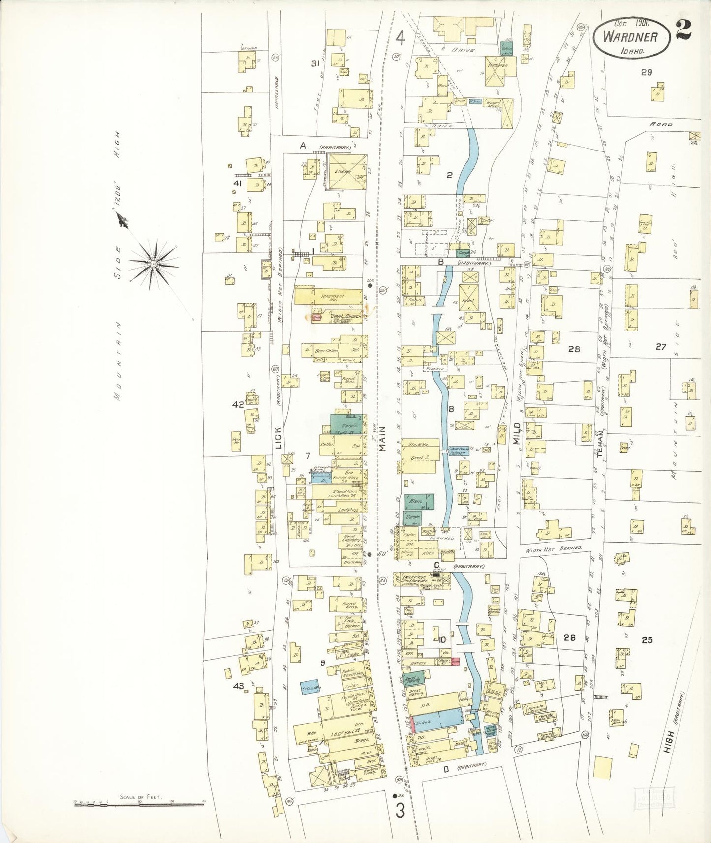 Sanborn Fire Insurance Map from Wardner, Shoshone County, Idaho (1901), Sheet #0002 - Complete Map Set gallery image, historic Sanborn map, vintage wall art, Idaho Idaho