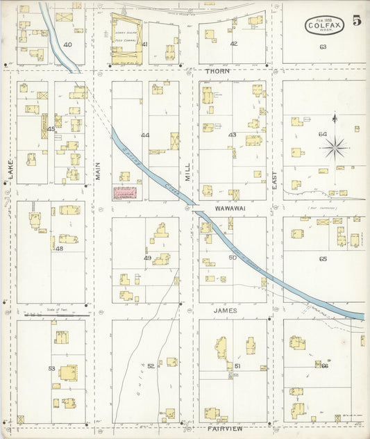 Sanborn Fire Insurance Map from Colfax, Whitman County, Washington (1893), Sheet #0005 - Historic Sanborn Fire Insurance Map Print, vintage old map wall art, antique decor, genealogy gift, Washington Washington map