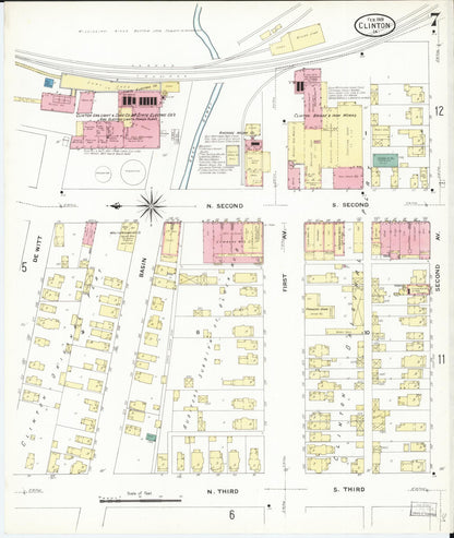 Sanborn Fire Insurance Map from Clinton, Clinton County, Iowa (1909), Sheet #0007 - Historic Sanborn Fire Insurance Map Print