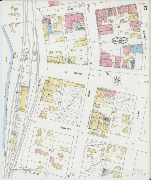 Sanborn Fire Insurance Map from Red Wing, Goodhue County, Minnesota (1895), Sheet #0005 - Historic Sanborn Fire Insurance Map Print, vintage old map wall art, antique decor, genealogy gift, Minnesota Minnesota map
