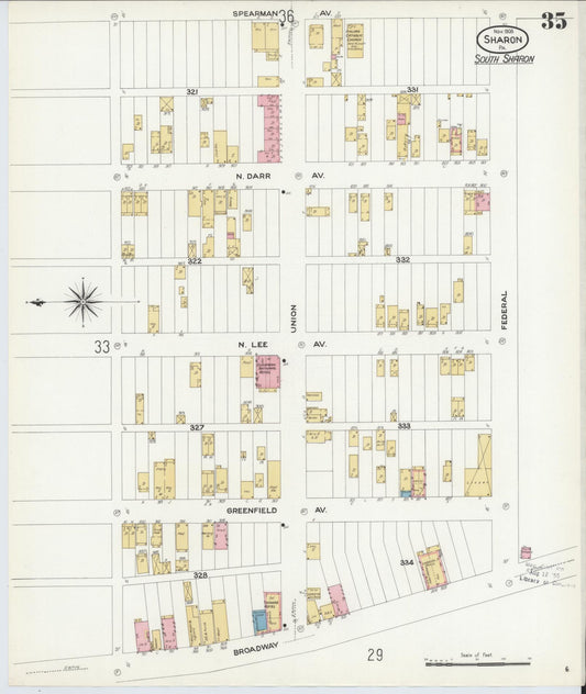Sanborn Fire Insurance Map from Sharon, Mercer County, Pennsylvania (1908), Sheet #0035 - Historic Sanborn Fire Insurance Map Print, vintage old map wall art, antique decor, genealogy gift, Pennsylvania Pennsylvania map