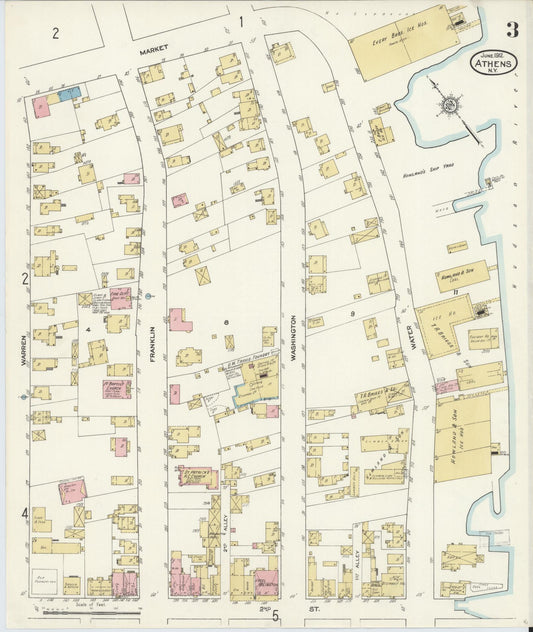 Sanborn Fire Insurance Map from Athens, Greene County, New York (1912), Sheet #0003 - Historic Sanborn Fire Insurance Map Print, vintage old map wall art, antique decor, genealogy gift, New York New York map