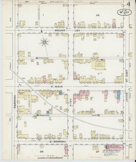 Sanborn Fire Insurance Map from Mount Joy, Lancaster County, Pennsylvania (1891), Sheet #0004 - Historic Sanborn Fire Insurance Map Print, vintage old map wall art, antique decor, genealogy gift, Pennsylvania Pennsylvania map