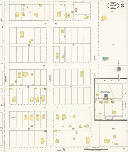 Sanborn Fire Insurance Map from Jerome, Jerome County, Idaho (1921), Sheet #0003 - Complete Map Set gallery image, historic Sanborn map, vintage wall art, Idaho Idaho
