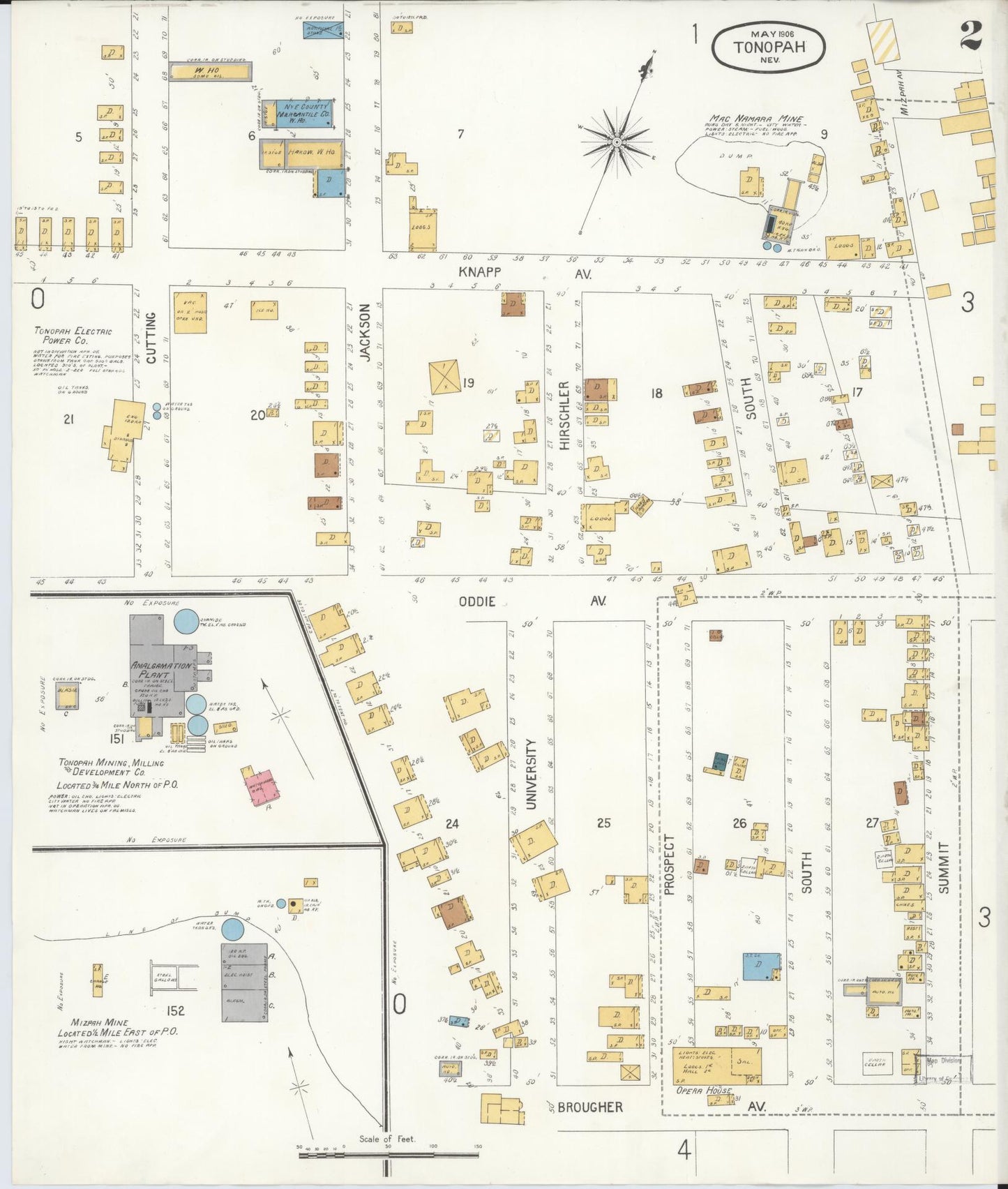 Sanborn Fire Insurance Map from Tonopah, Nye County, Nevada (1906), Sheet #0002 - Complete Map Set gallery image, historic Sanborn map, vintage wall art, Nevada Nevada