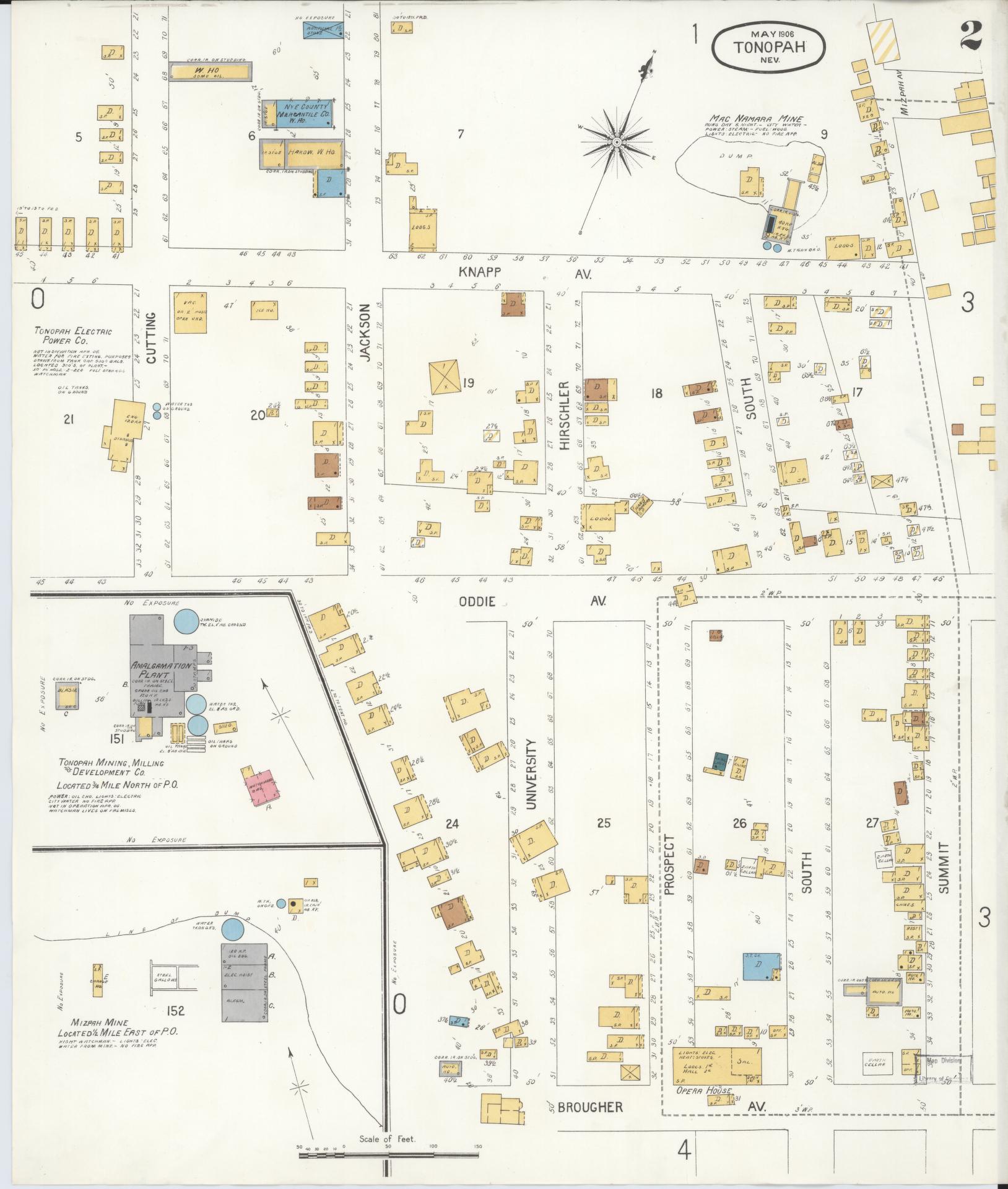 Sanborn Fire Insurance Map from Tonopah, Nye County, Nevada (1906), Sheet #0002 - Complete Map Set gallery image, historic Sanborn map, vintage wall art, Nevada Nevada
