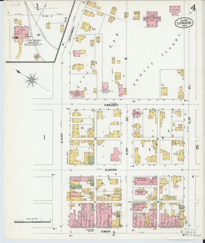 Sanborn Fire Insurance Map from London, Madison County, Ohio (1901), Sheet #0004 - Historic Sanborn Fire Insurance Map Print, vintage old map wall art, antique decor, genealogy gift, Ohio Ohio map