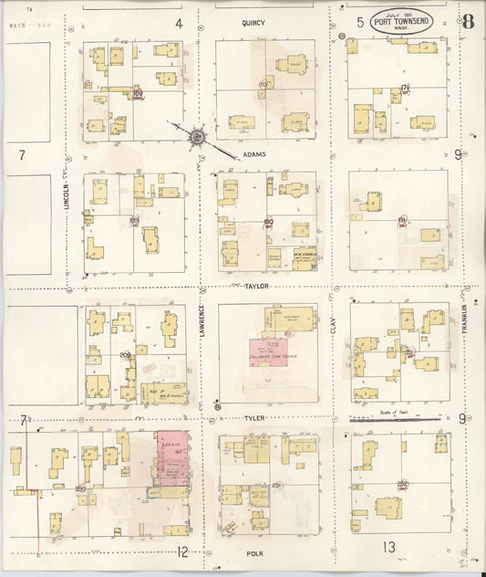 Sanborn Fire Insurance Map from Port Townsend, Jefferson County, Washington (1949), Sheet #0008 - Historic Sanborn Fire Insurance Map Print, vintage old map wall art, antique decor, genealogy gift, Washington Washington map