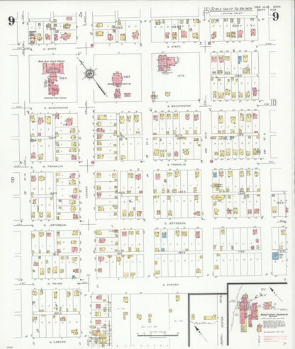 Sanborn Fire Insurance Map from New Ulm, Brown County, Minnesota (1935), Sheet #0009 - Historic Sanborn Fire Insurance Map Print, vintage old map wall art, antique decor, genealogy gift, Minnesota Minnesota map