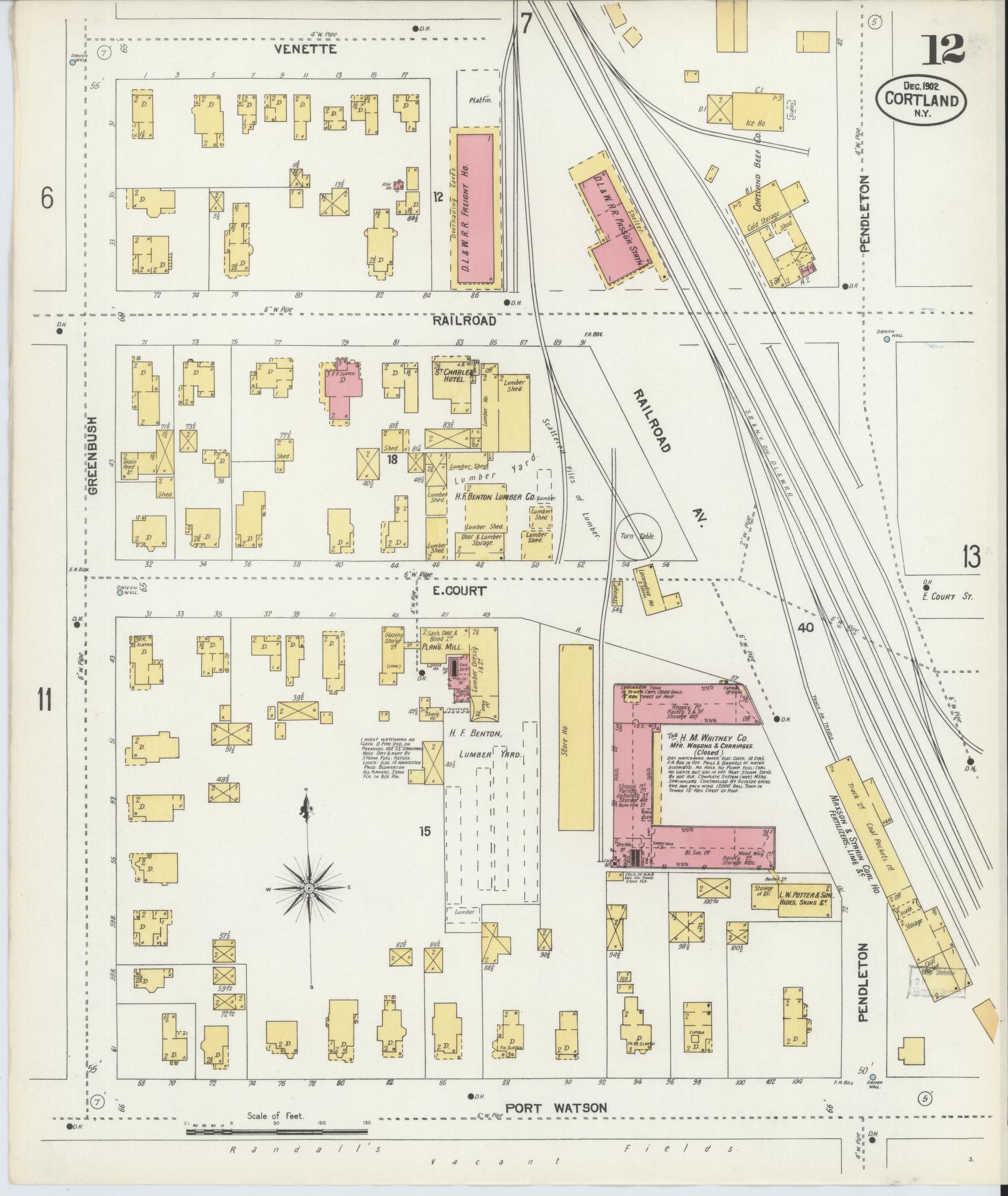 Sanborn Fire Insurance Map from Cortland, Cortland County, New York (1902), Sheet #0012 - Complete Map Set gallery image, historic Sanborn map, vintage wall art, New York New York