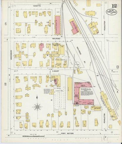 Sanborn Fire Insurance Map from Cortland, Cortland County, New York (1902), Sheet #0012 - Complete Map Set gallery image, historic Sanborn map, vintage wall art, New York New York