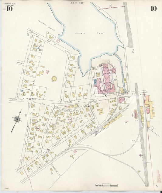 Sanborn Fire Insurance Map from Whitman, Plymouth County, Massachusetts (1950), Sheet #0010 - Historic Sanborn Fire Insurance Map Print, vintage old map wall art, antique decor, genealogy gift, Massachusetts Massachusetts map