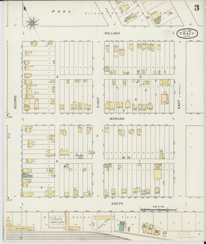Sanborn Fire Insurance Map from Tracy, Lyon County, Minnesota (1894), Sheet #0003 - Historic Sanborn Fire Insurance Map Print, vintage old map wall art, antique decor, genealogy gift, Minnesota Minnesota map