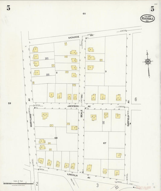 Sanborn Fire Insurance Map from Riverdale, Prince Georges County, Maryland (1924), Sheet #0005 - Historic Sanborn Fire Insurance Map Print, vintage old map wall art