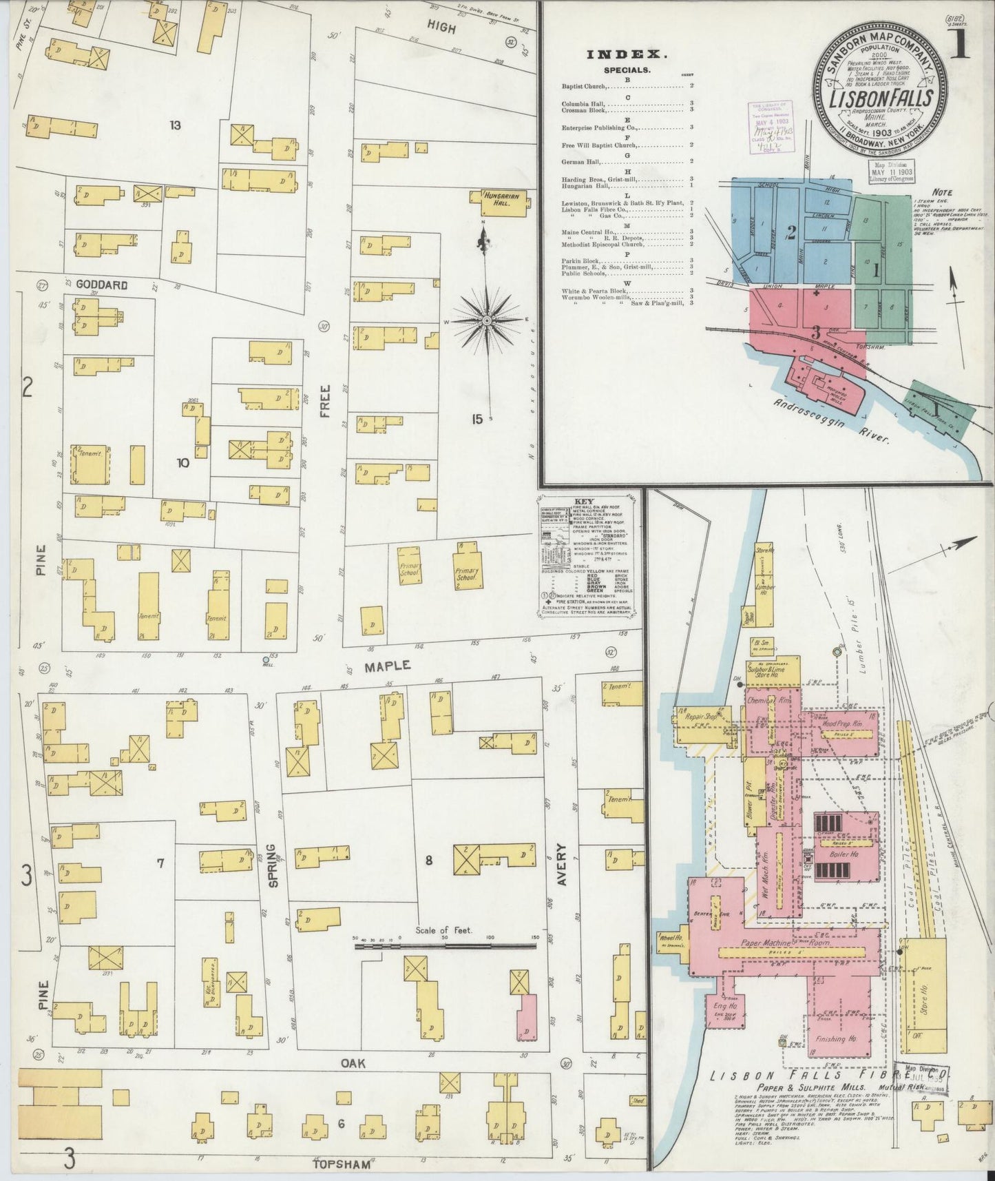 Sanborn Fire Insurance Map from Lisbon Falls, Androscoggin County, Maine. (1903) – Historic Sanborn Fire Insurance Map Print