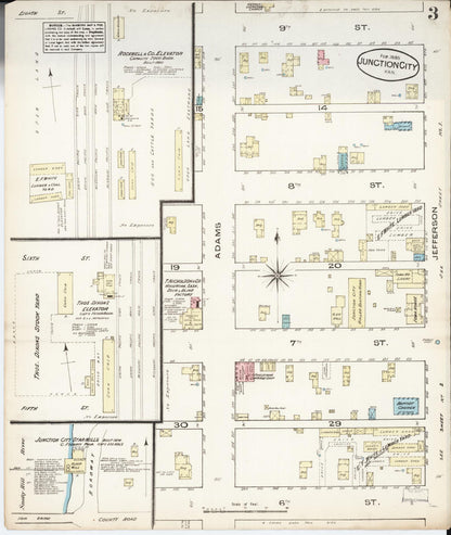 Sanborn Fire Insurance Map from Junction City, Geary County, Kansas (1885), Sheet #0003 - Complete Map Set gallery image, historic Sanborn map, vintage wall art, Kansas Kansas