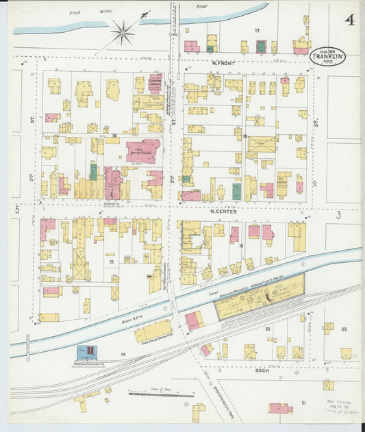 Sanborn Fire Insurance Map from Franklin, Warren County, Ohio (1905), Sheet #0004 - Historic Sanborn Fire Insurance Map Print, vintage old map wall art, antique decor, genealogy gift, Ohio Ohio map