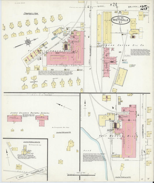 Sanborn Fire Insurance Map from Fayetteville, Cumberland County, North Carolina (1914), Sheet #0025 - Historic Sanborn Fire Insurance Map Print, vintage old map wall art, antique decor, genealogy gift, North Carolina North Carolina map