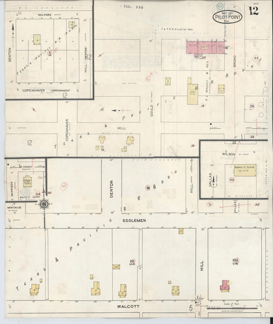 Sanborn Fire Insurance Map from Pilot Point, Denton County, Texas (1940), Sheet #0012 - Historic Sanborn Fire Insurance Map Print, vintage old map wall art, antique decor, genealogy gift, Texas Texas map