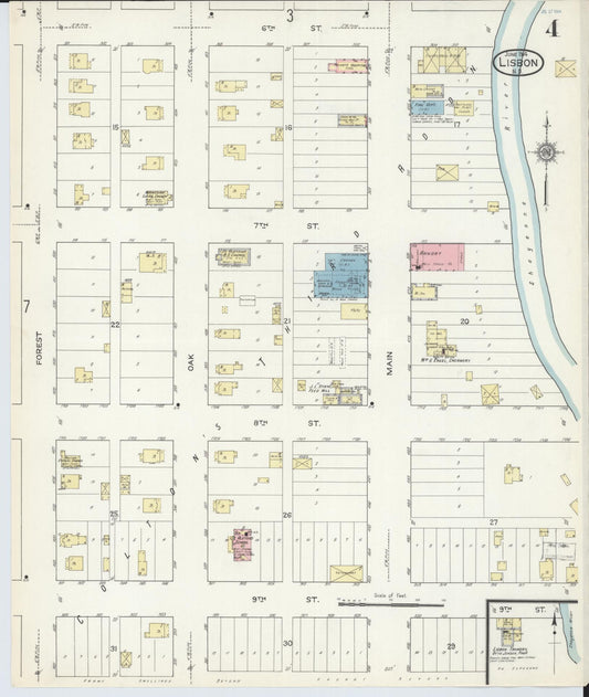 Sanborn Fire Insurance Map from Lisbon, Ransom County, North Dakota (1914), Sheet #0004 - Historic Sanborn Fire Insurance Map Print, vintage old map wall art, antique decor, genealogy gift, North Dakota North Dakota map