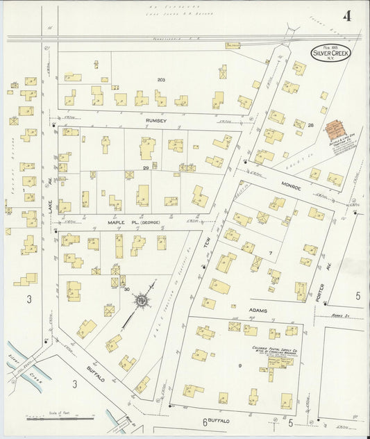 Sanborn Fire Insurance Map from Silver Creek, Chautauqua County, New York (1913), Sheet #0004 - Historic Sanborn Fire Insurance Map Print, vintage old map wall art, antique decor, genealogy gift, New York New York map