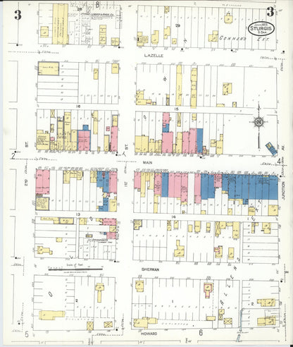 Sanborn Fire Insurance Map from Sturgis, Meade County, South Dakota (1923), Sheet #0003 - Complete Map Set gallery image, historic Sanborn map, vintage wall art, South Dakota South Dakota