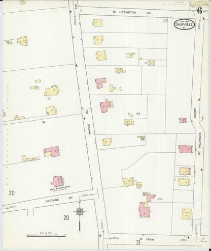 Sanborn Fire Insurance Map from Danville, Boyle County, Kentucky (1914), Sheet #0006 - Complete Map Set gallery image, historic Sanborn map, vintage wall art, Kentucky Kentucky