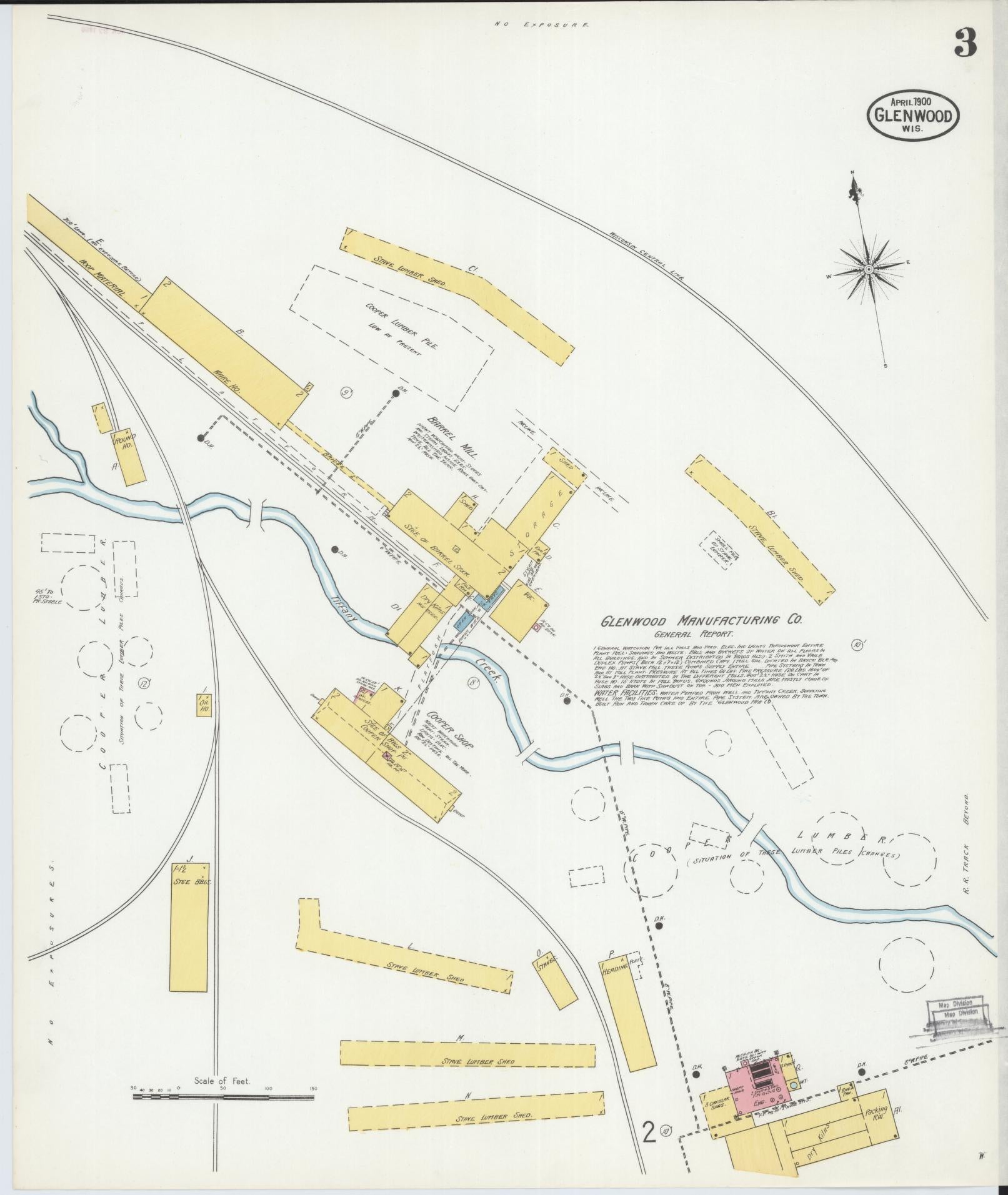 Sanborn Fire Insurance Map from Glenwood City, St. Croix County, Wisconsin (1900), Sheet #0003 - Complete Map Set gallery image, historic Sanborn map, vintage wall art, Wisconsin Wisconsin