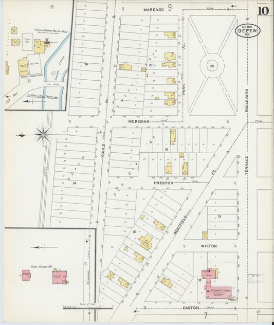 Sanborn Fire Insurance Map from Depew, Erie County, New York (1905), Sheet #0010 - Historic Sanborn Fire Insurance Map Print, vintage old map wall art, antique decor, genealogy gift, New York New York map