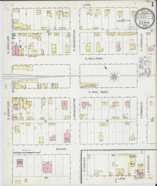 Sanborn Fire Insurance Map from Lena, Stephenson County, Illinois (1893), Sheet #0001 - Complete Map Set gallery image, historic Sanborn map, vintage wall art, Illinois Illinois
