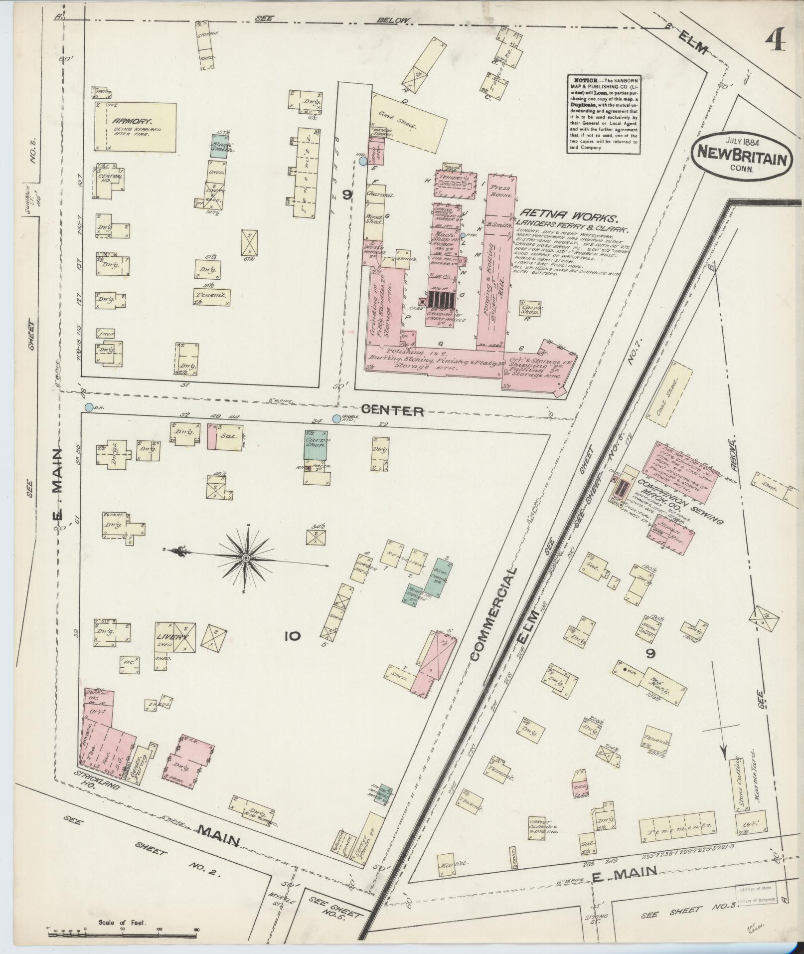 Sanborn Fire Insurance Map from New Britain, Hartford County, Connecticut (1884), Sheet #0004 - Complete Map Set gallery image, historic Sanborn map, vintage wall art, Connecticut Connecticut